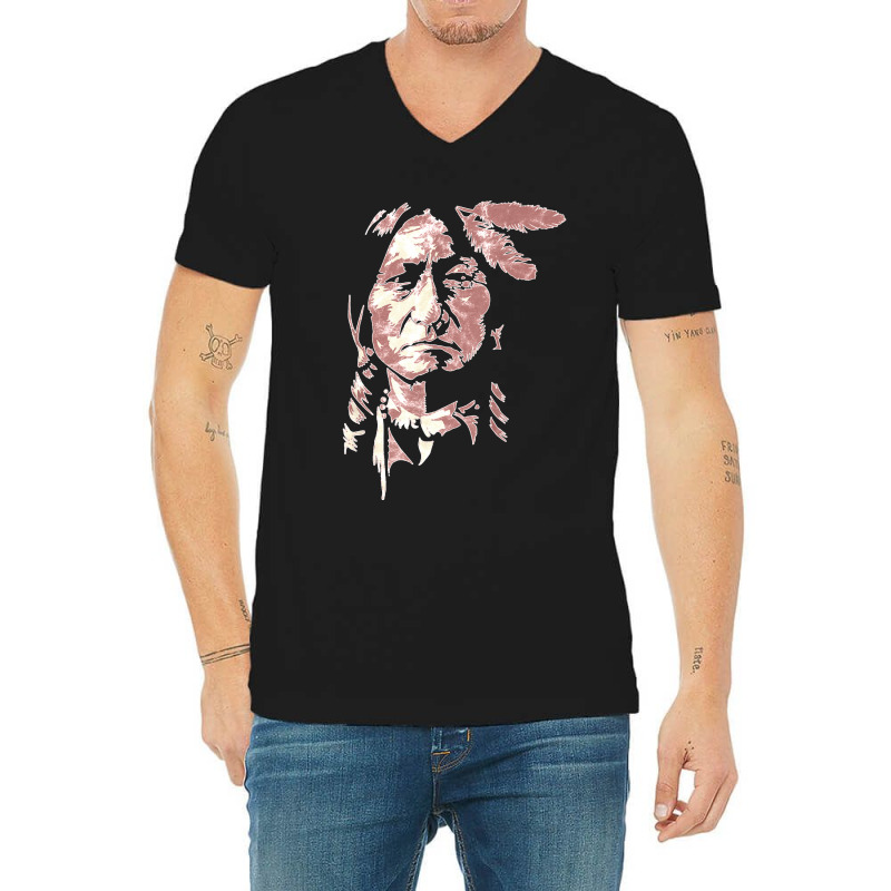 Sitting Bull Native American Chief Indian Warrior Classic V-neck Tee | Artistshot