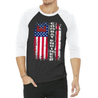 Combat Engineer Distressed American Flag - U.s. Military 3/4 Sleeve Shirt | Artistshot