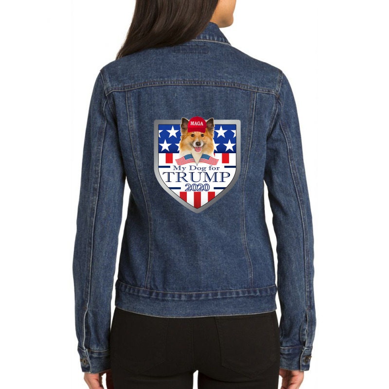 My Icelandic Sheepdog For Trump Ladies Denim Jacket by LembckeAleeya | Artistshot