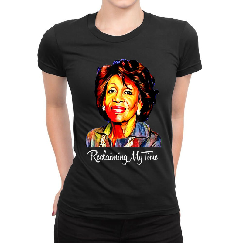 Black History Month  Reclaiming My Time Maxine Waters Painting Ladies Fitted T-Shirt by TyrellDesign | Artistshot