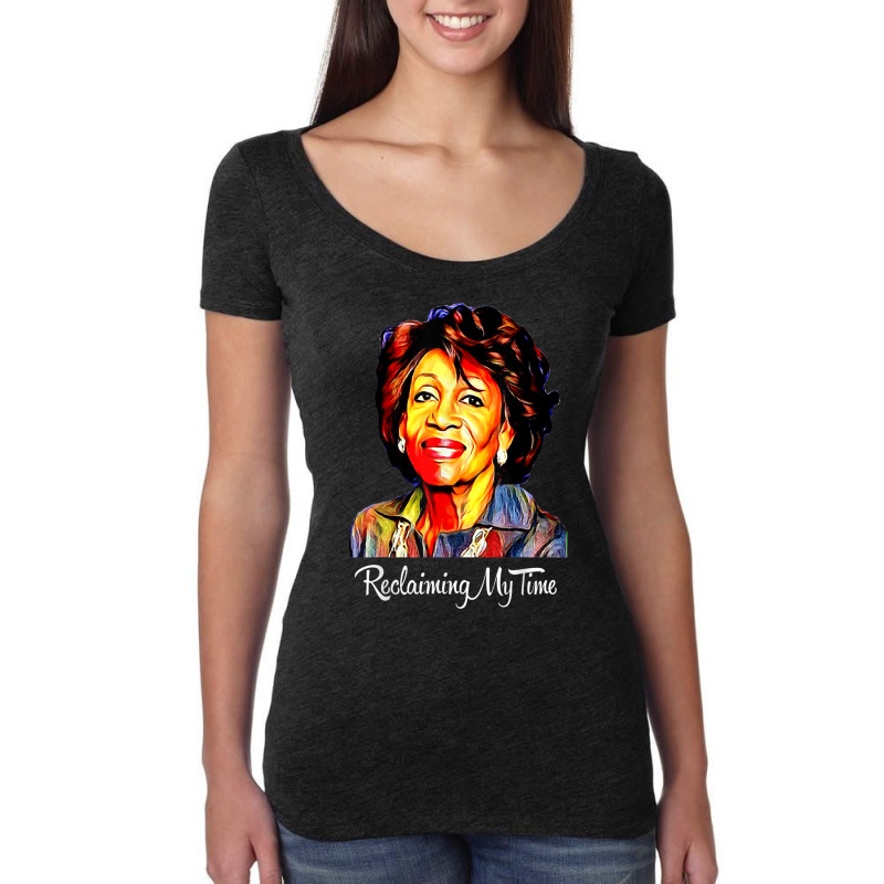 Black History Month  Reclaiming My Time Maxine Waters Painting Women's Triblend Scoop T-shirt by TyrellDesign | Artistshot