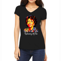 Black History Month  Reclaiming My Time Maxine Waters Painting Women's V-neck T-shirt | Artistshot