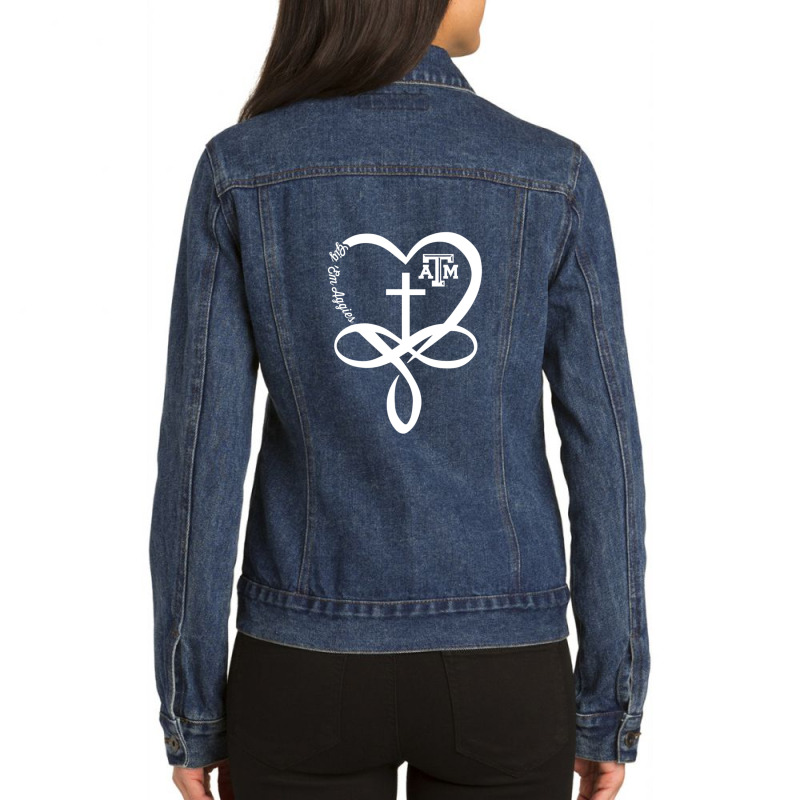 Texas A&m Aggies Heart Infinity God Apparel Ladies Denim Jacket by AngelaMaria | Artistshot