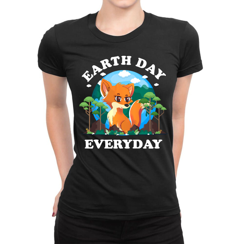 Fox Earth Day Everyday T  Shirt Earth Day Everyday Fox Animal Nature P Ladies Fitted T-Shirt by cm-arts | Artistshot