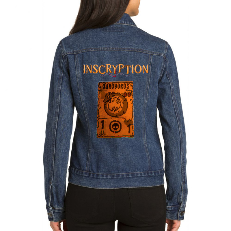 Inscryption Psychological Horror Ouroboros Card Game Halloween Scary S Ladies Denim Jacket by cm-arts | Artistshot