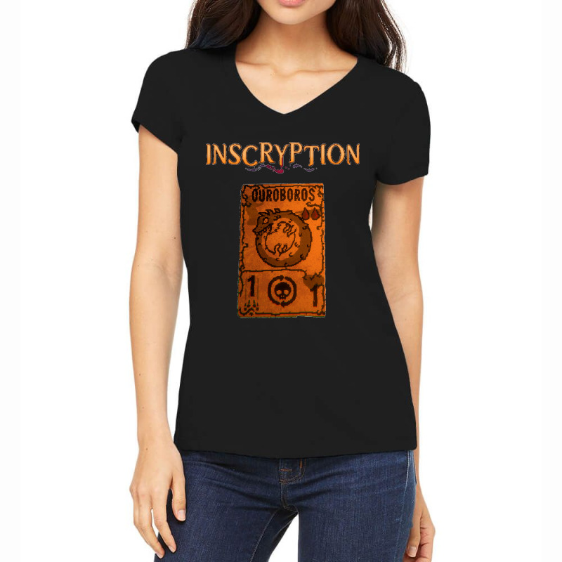 Inscryption Psychological Horror Ouroboros Card Game Halloween Scary S Women's V-Neck T-Shirt by cm-arts | Artistshot