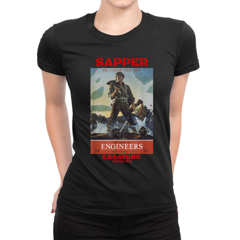 Sapper Army Combat Engineer Corps Veterans And Military Ladies Fitted T-Shirt by BessieCarolyn | Artistshot