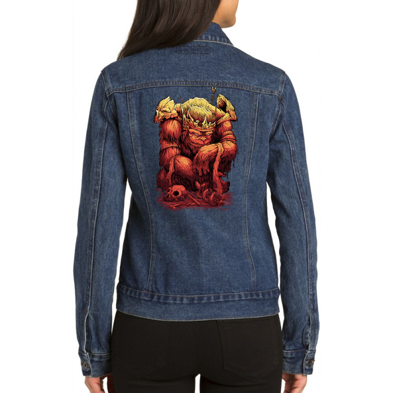 King Of The Apes, The King Of The Apes, King, King Of The Apes Art, Ki Ladies Denim Jacket | Artistshot