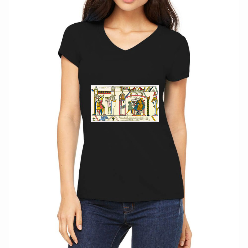 Bayeux Tapestry - Halley_s Comet Women's V-Neck T-Shirt by cm-arts | Artistshot