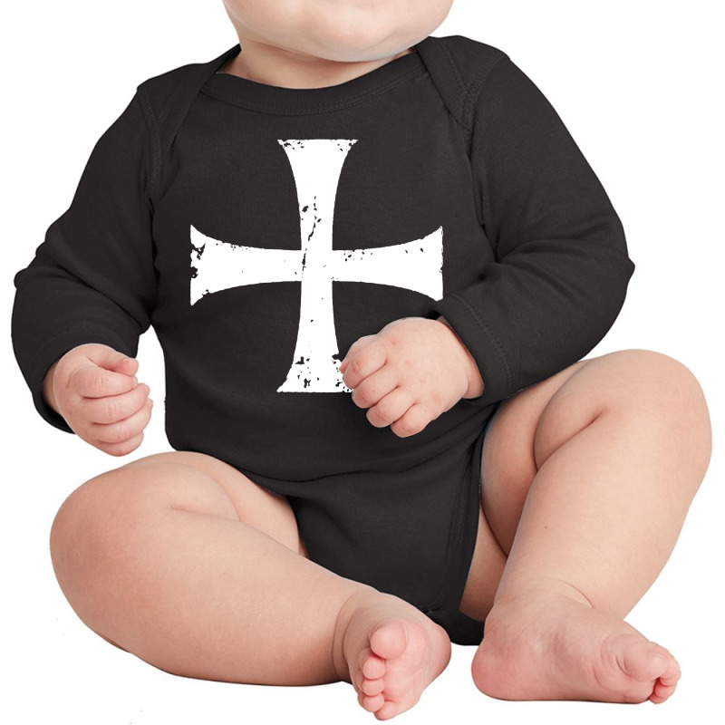 Distressed Crusader Knights Templar Long Sleeve Baby Bodysuit | Artistshot