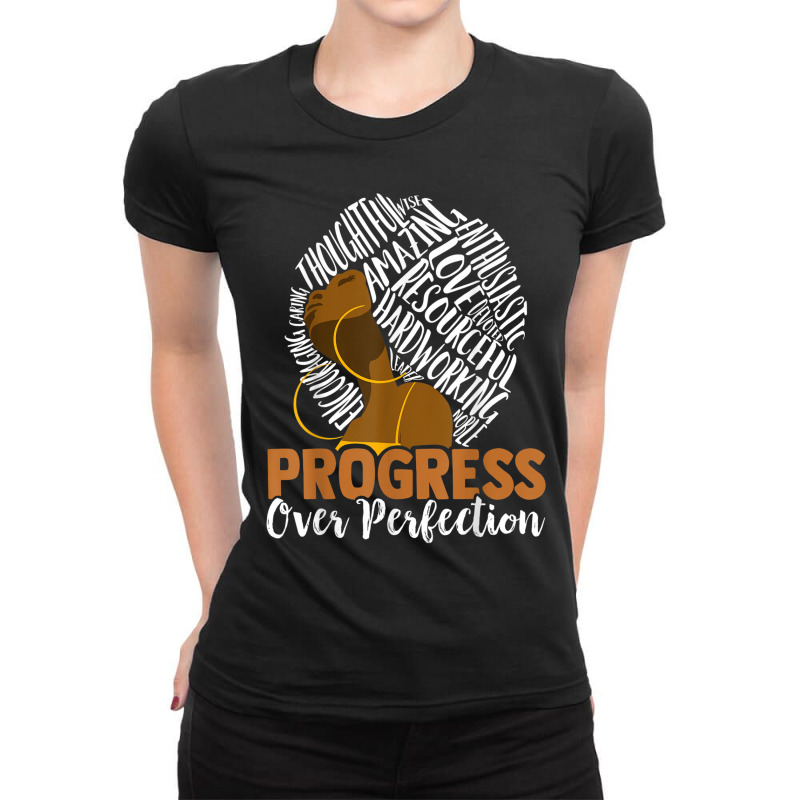 Progress Over Perfection Teacher Black History Month Music Vintage Ladies Fitted T-Shirt by KhalilDesign | Artistshot