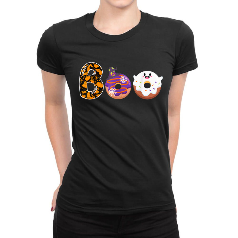 Boo Donuts Ghost Funny Halloween Donut Ladies Fitted T-Shirt by Premium | Artistshot