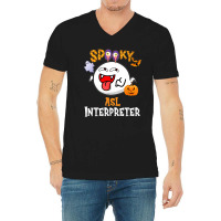 Boo Halloween Costume Spooky Asl Interpreter V-neck Tee | Artistshot