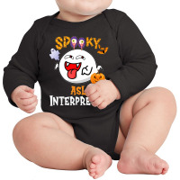 Boo Halloween Costume Spooky Asl Interpreter Long Sleeve Baby Bodysuit | Artistshot