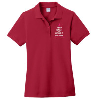 Keep Calm And Light It Up Pink (for Breast Cancer Awareness) Ladies Polo Shirt | Artistshot