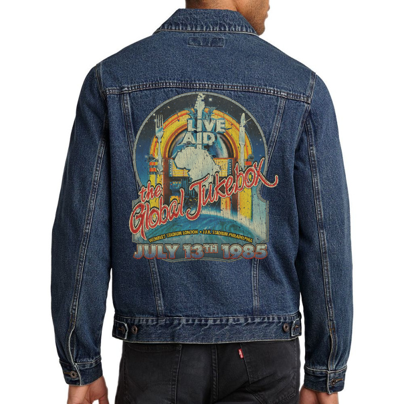 Live Aid Global Jukebox, Live Aid Global Jukebox Vintage, Live Aid Glo Men Denim Jacket by SHPOPO12 | Artistshot