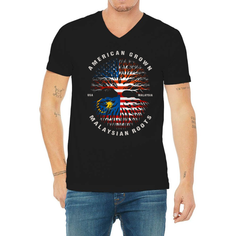 American Grown Malaysian Roots Malaysia Flag V-Neck Tee by moteestyle | Artistshot