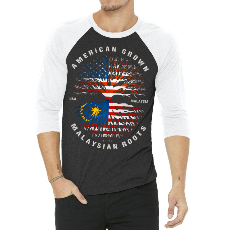 American Grown Malaysian Roots Malaysia Flag 3/4 Sleeve Shirt by moteestyle | Artistshot