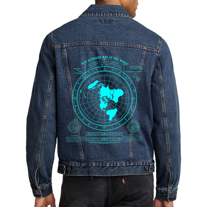 Gleason's New Standard Map Of The World, Flat Earth Men Denim Jacket | Artistshot