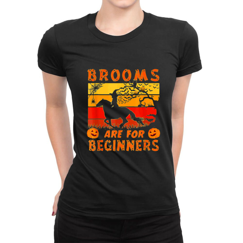 Funny Brooms Are For Amateurs Witch Riding Horse Halloween Ladies Fitted T-Shirt by Bestshirt | Artistshot