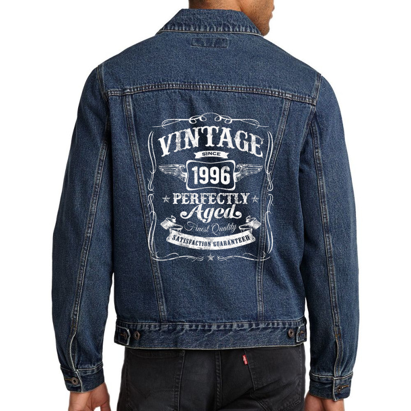 Vintage Born In 1996 Original 24th Birthday A5 Men Denim Jacket | Artistshot