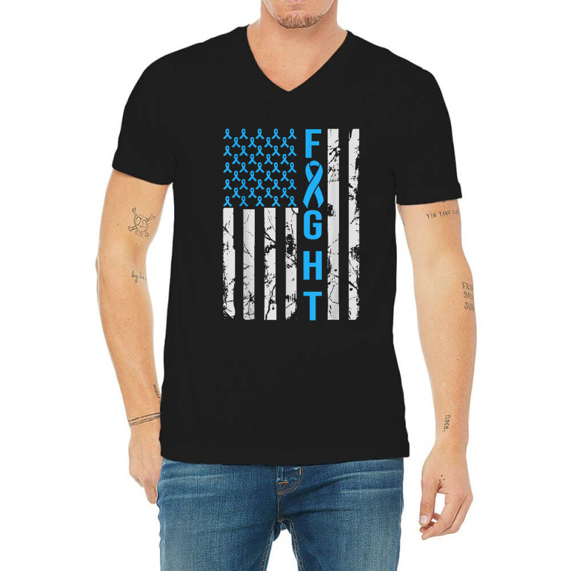 Diabetes Awareness N Usa Flag Distressed For Type 1 Diabetic V-Neck Tee by BurlFinkelstein | Artistshot