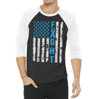 Diabetes Awareness N Usa Flag Distressed For Type 1 Diabetic 3/4 Sleeve Shirt | Artistshot