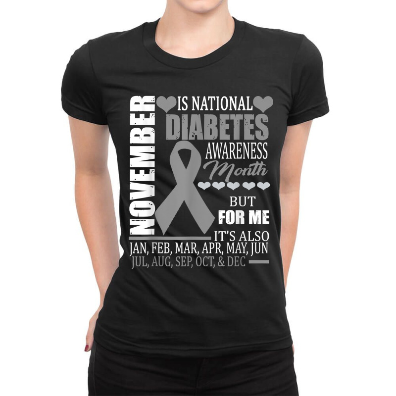 Diabetes Type Awareness November Diabetic Funny Gift Ladies Fitted T-Shirt by BurlFinkelstein | Artistshot