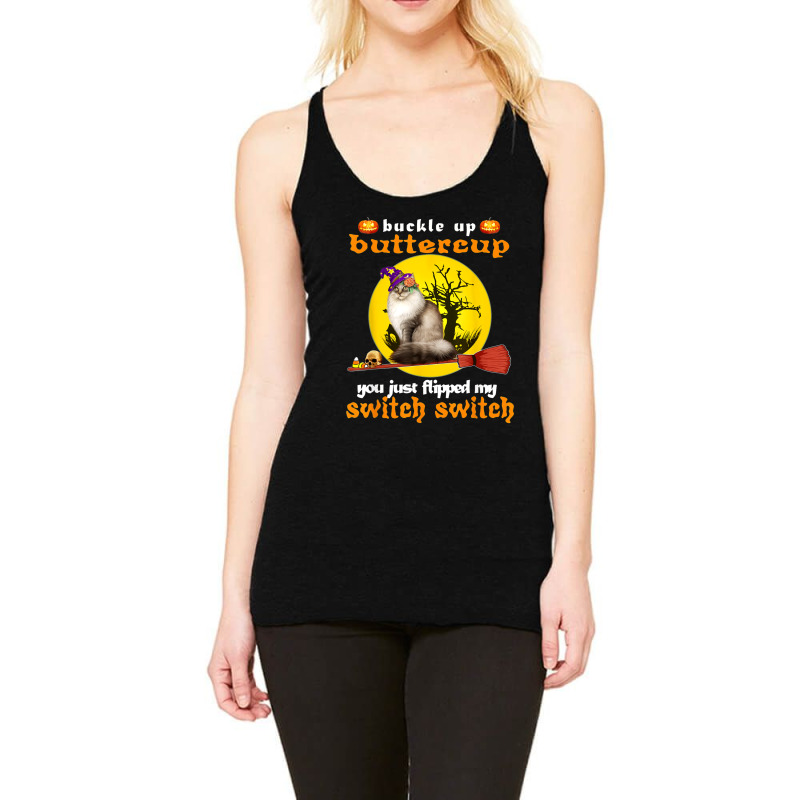 Buckle Up Buttercup Siberian Cat Halloween Racerback Tank by TopShirts | Artistshot