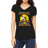 Buckle Up Buttercup Siberian Cat Halloween Women's V-neck T-shirt | Artistshot