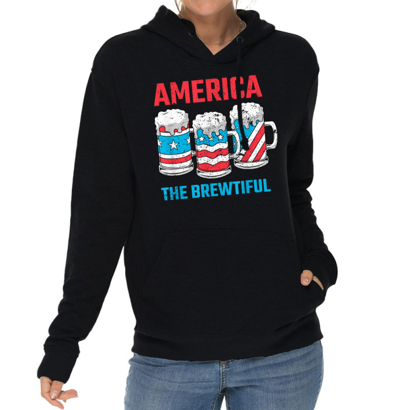 America The Brewtiful Funny July 4th Patriotic Bbq Cookout Lightweight Hoodie by MomoeNakatsuji | Artistshot