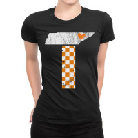 Tennessee Flag Vintage Football Fan Orange And White Gift Ladies Fitted T-shirt | Artistshot