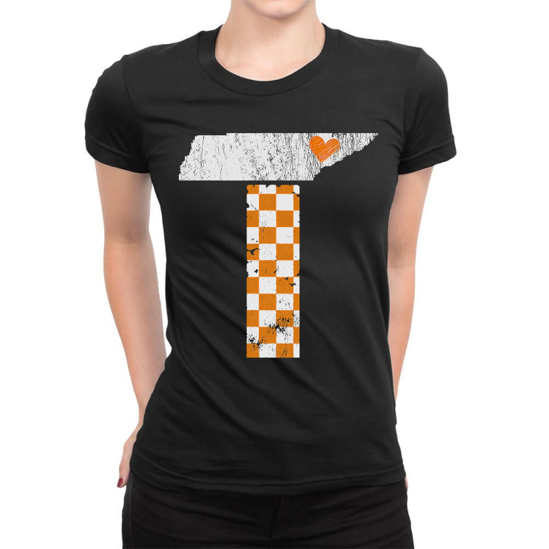 Tennessee Flag Vintage Football Fan Orange And White Gift Ladies Fitted T-Shirt by cm-arts | Artistshot