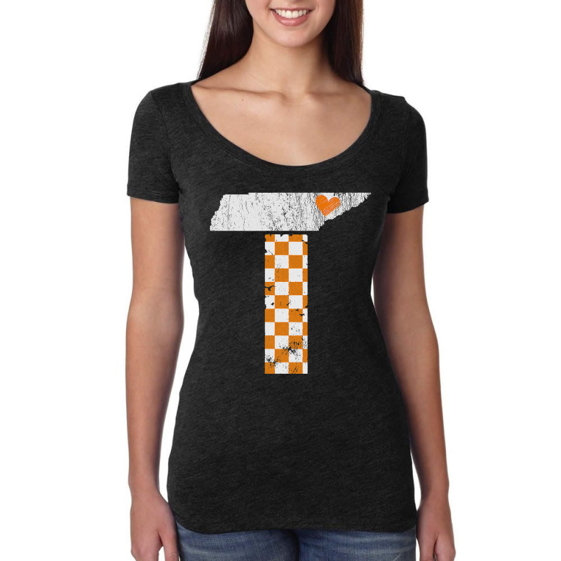 Tennessee Flag Vintage Football Fan Orange And White Gift Women's Triblend Scoop T-shirt by cm-arts | Artistshot