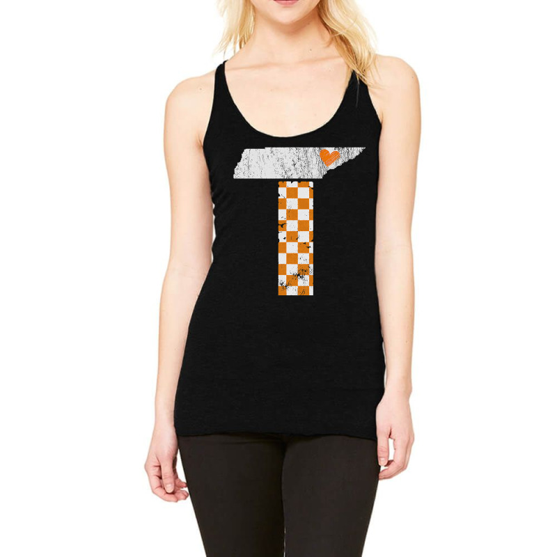 Tennessee Flag Vintage Football Fan Orange And White Gift Racerback Tank by cm-arts | Artistshot