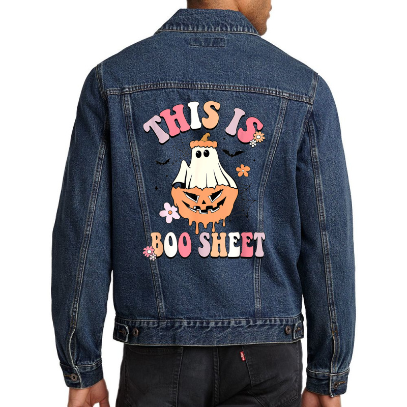 Groovy This Is Boo Sheet Floral Ghost Halloween Costume Men Denim Jacket by Newart | Artistshot