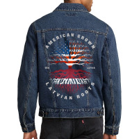 American Grown Latvian Roots Latvia Flag Men Denim Jacket | Artistshot