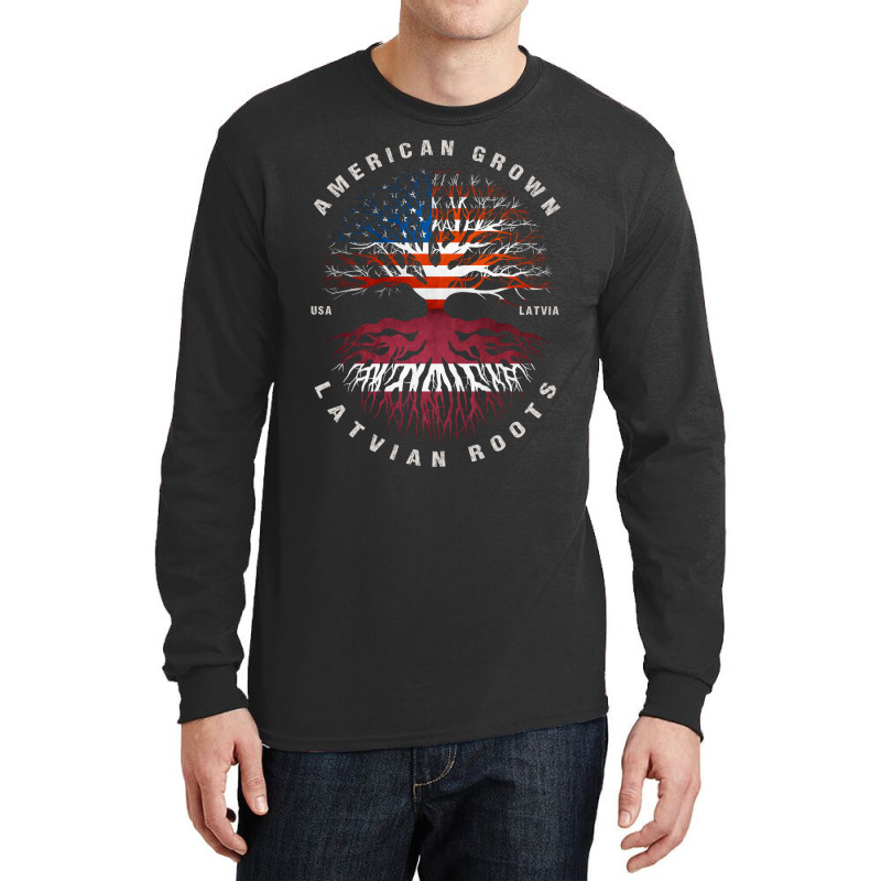 American Grown Latvian Roots Latvia Flag Long Sleeve Shirts | Artistshot