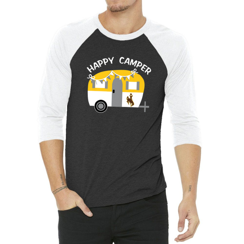 Wyoming Cowboys Camping - Vintage Camping Car Student 3/4 Sleeve Shirt | Artistshot