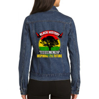 Honoring The Pasinspiring The Future - Black History Month Music Retro Ladies Denim Jacket | Artistshot