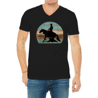 Western Cowboy Reining Horse Sliding Stop Vintage Style V-neck Tee | Artistshot