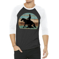 Western Cowboy Reining Horse Sliding Stop Vintage Style 3/4 Sleeve Shirt | Artistshot