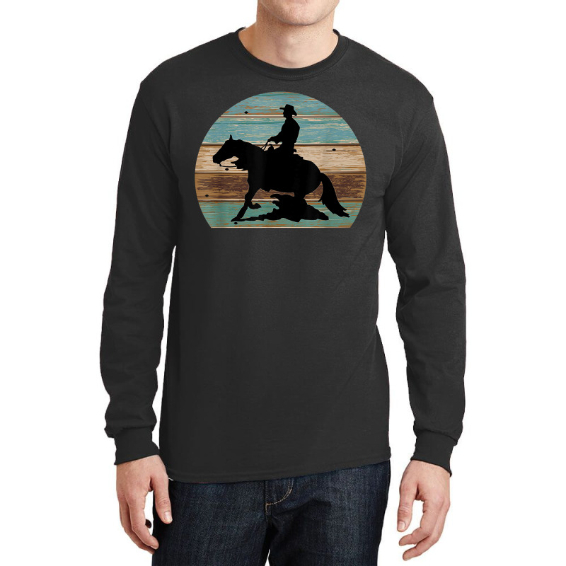 Western Cowboy Reining Horse Sliding Stop Vintage Style Long Sleeve Shirts | Artistshot