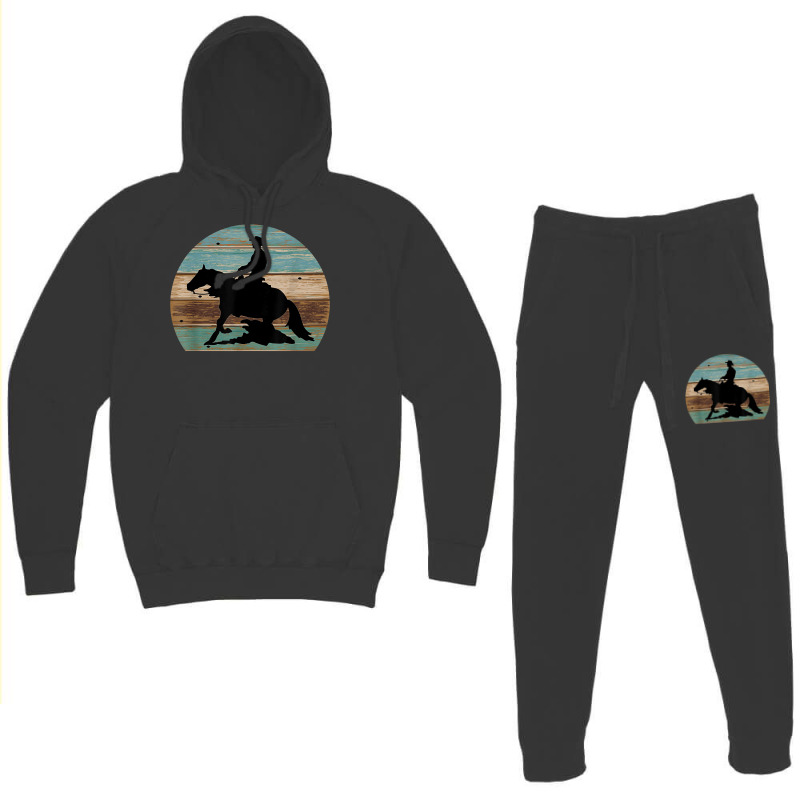 Western Cowboy Reining Horse Sliding Stop Vintage Style Hoodie & Jogger Set | Artistshot