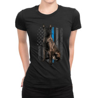 Thin Blue Line American Flag Belgian Malinois Police Dog Ladies Fitted T-shirt | Artistshot