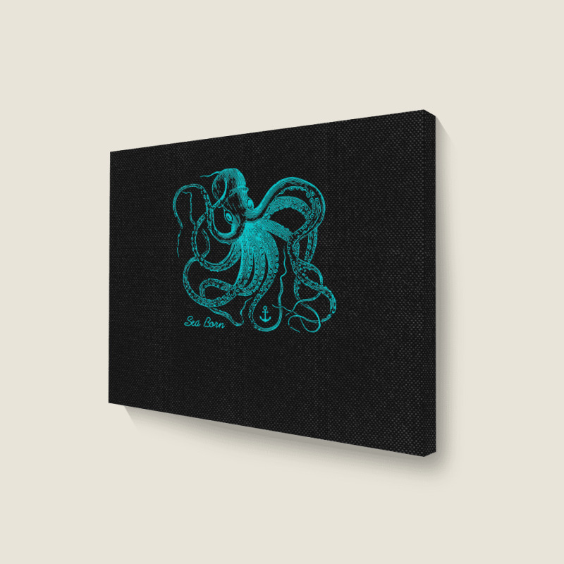 Octopus Cool Vintage Marine Biologist Ocean Sea Life 4 Landscape Canvas Print | Artistshot