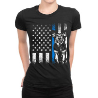 Thin Blue Line American Flag Police K9 Dog Balinese Malinois Ladies Fitted T-shirt | Artistshot