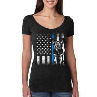 Thin Blue Line American Flag Police K9 Dog Balinese Malinois Women's Triblend Scoop T-shirt | Artistshot