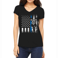 Thin Blue Line American Flag Police K9 Dog Balinese Malinois Women's V-neck T-shirt | Artistshot