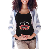 Womens My Favorite Marine Calls Me Mom Flower Military Mother_s Day Maternity Scoop Neck T-shirt | Artistshot